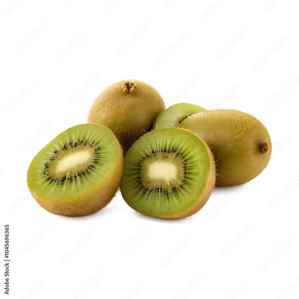 Variety of Fresh Gold Kiwi Fruits Sliced and Whole on a Clean White Background Variety of Fresh Gold Kiwi Fruits Sliced and Whole on a Clean White Background