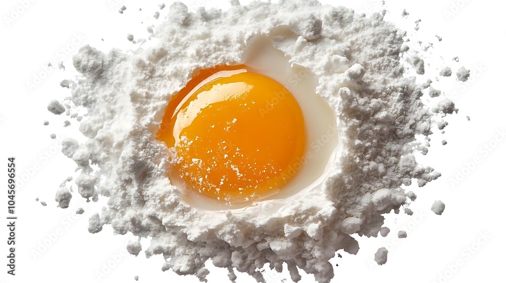 Egg yolk in flour white background Egg yolk in flour white background