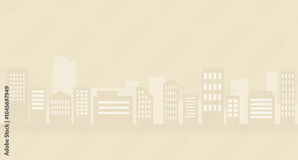 ベージュの背景色の街の風景のベクターイラスト 画像