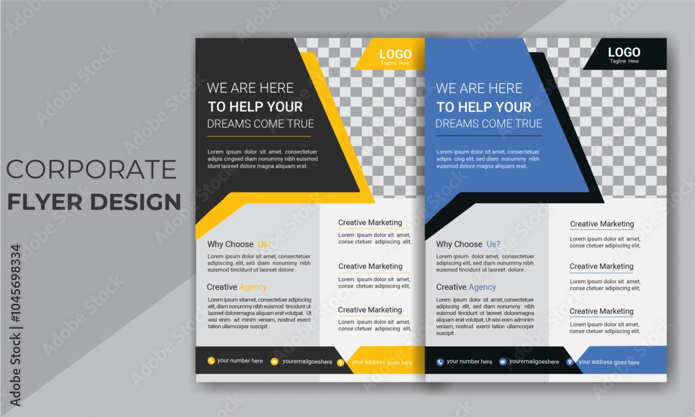 Creative modern clean professional corporate flyer design template with multiple color variations. Creative modern clean professional corporate flyer design template with multiple color variations.