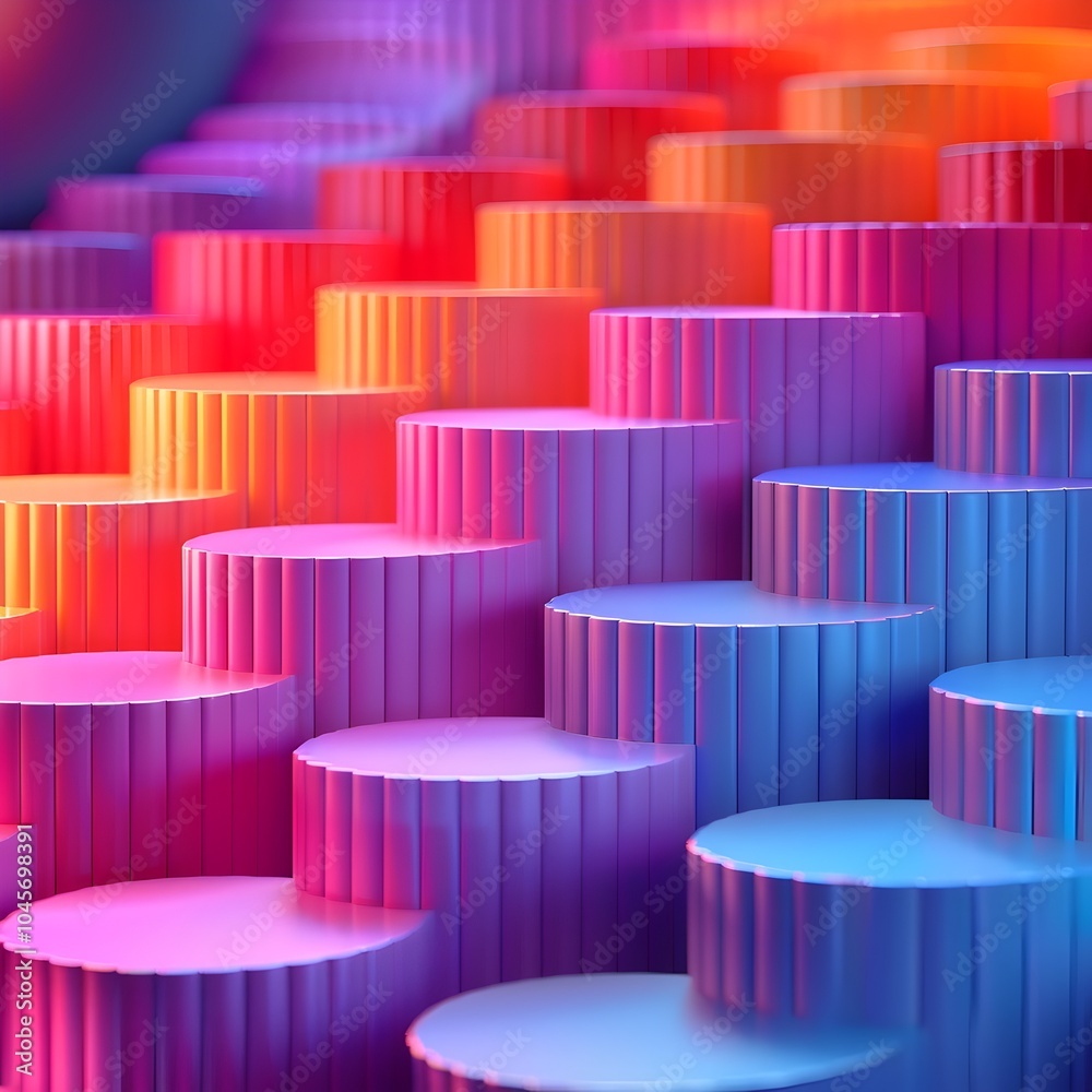 Obraz premium Vibrant 3D Geometric Pattern Abstract Digital Render