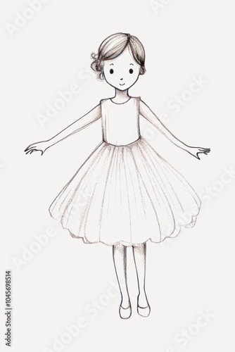 Charming hand-drawn girl illustration