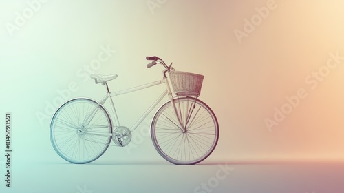 A sleek bicycle featuring a stylish basket showcases the essence of sustainable transportation in a bright environment. Generative AI photo