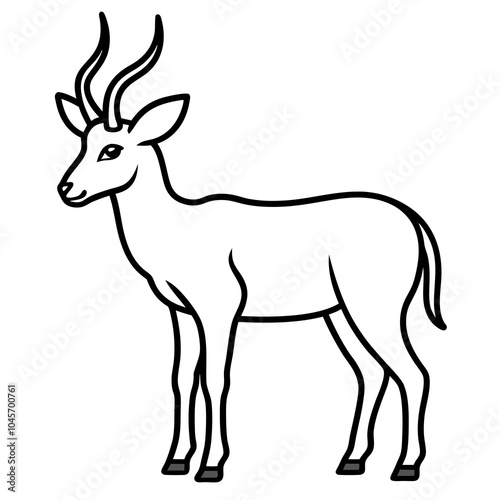 Antelope mascot line art coloring page vector illustration