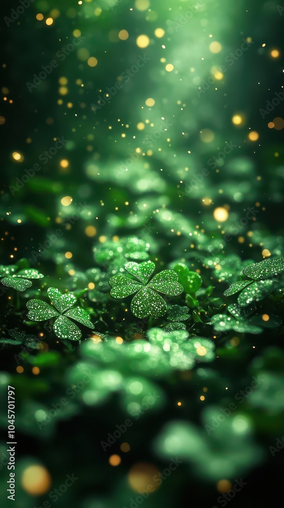 shimmering green bokeh scattered with st patricks day clover confetti creating a festive atmosphere filled with luck and celebration shimmering green bokeh scattered with st patricks day clover confetti creating a festive atmosphere filled with luck and celebration