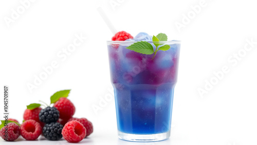 Front view of a blue raspberry slush isolated on a white transparent background