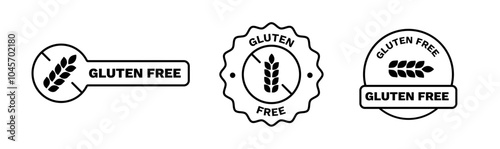 Black gluten free sticker. Safe planet logo for eco friendly products. Green product for environmental.