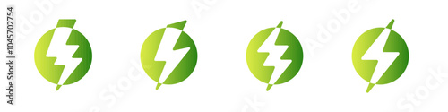 Green eco energy Vector Logo of Thunder Energy and Flash Bolt Icon