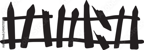 Scary creepy Halloween fence, graveyard fencing. Element of scary decor. Isolated on a white background.