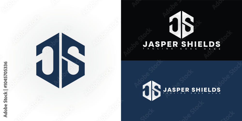 Modern initial hexagon vector letter JS or SJ logo in blue color isolated on multiple background colors. The logo is suitable for limited liability partnership logo design inspiration templates. Modern initial hexagon vector letter JS or SJ logo in blue color isolated on multiple background colors. The logo is suitable for limited liability partnership logo design inspiration templates.