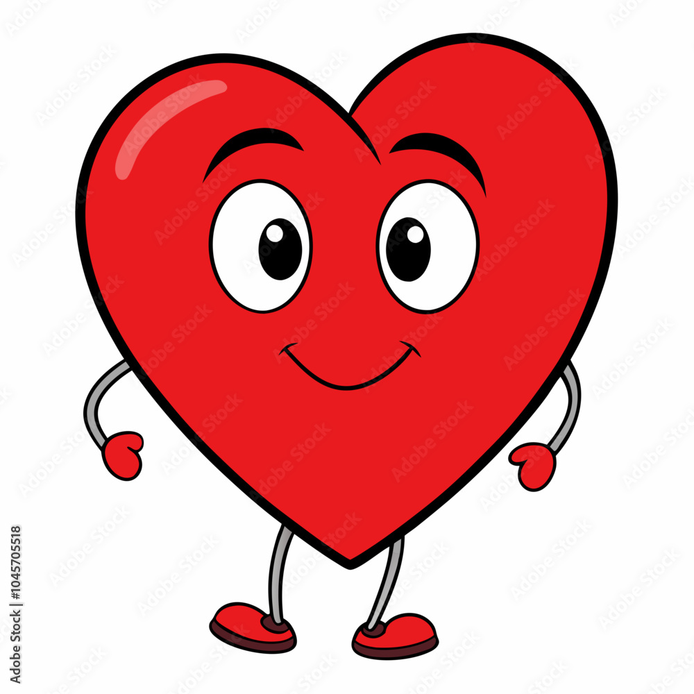 Fototapeta premium Cartoon heart vector illustration an white background