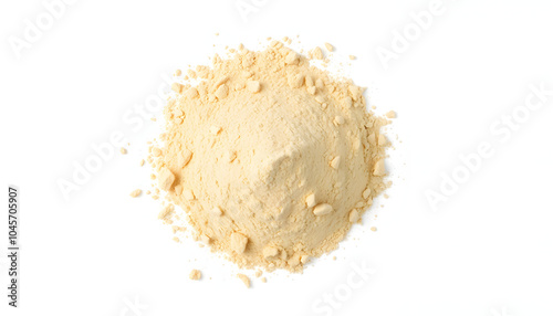 Pile ashwagandha powder, (Withania somnifera) isolated on white, clipping, top view isolated with white highlights, png