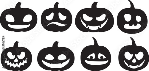 set of Halloween pumpkin horror on white background, Scary pumpkin.