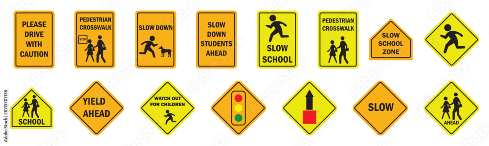 Pedestrians road signs. Vector illustration Pedestrians road signs. Vector illustration