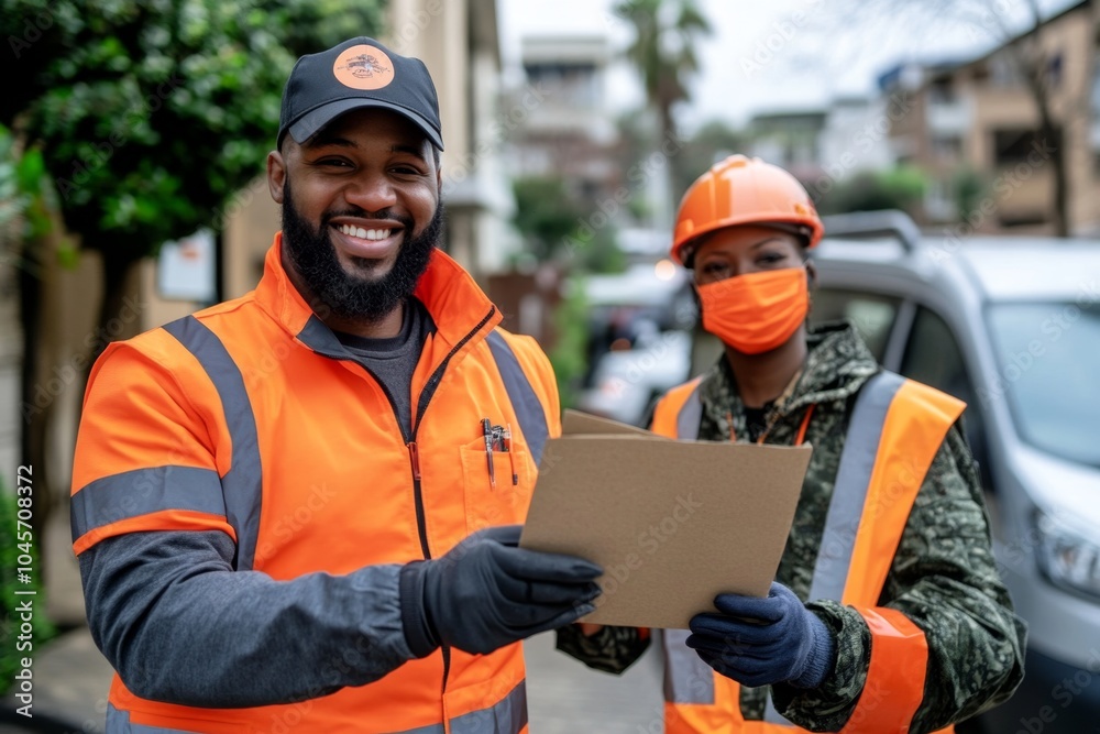 A delivery worker being handed a thank-you note, symbolizing appreciation for the often overlooked efforts of essential workers A delivery worker being handed a thank-you note, symbolizing appreciation for the often overlooked efforts of essential workers