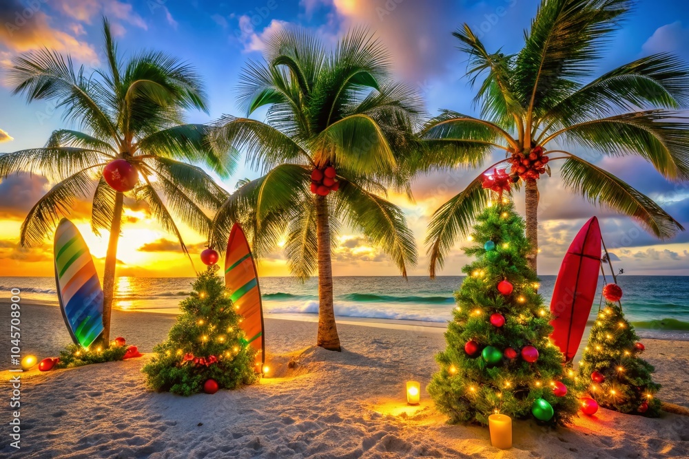Fototapeta premium Florida Christmas Decor with Tropical Vibes and Festive Elements for Holiday Cheer