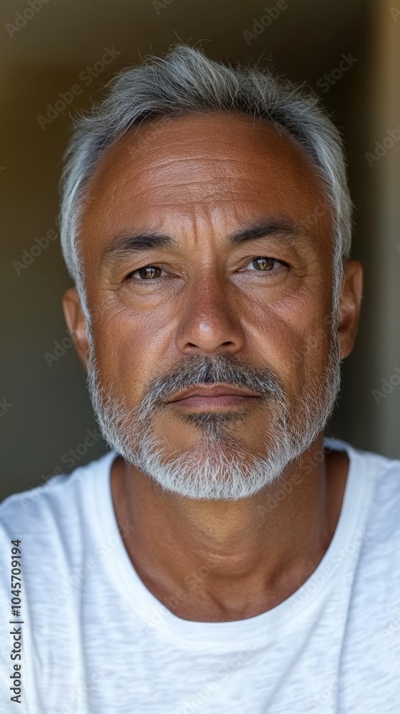 自然光の中で白髪とひげを生やした成熟した男性のポートレート 自然光の中で白髪とひげを生やした成熟した男性のポートレート