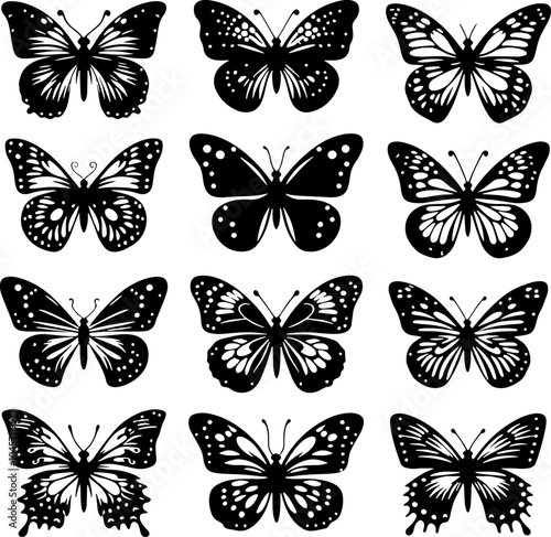 Elegant Butterfly Silhouette Design Set Art Illustration for Creative and Minimalistic Concepts