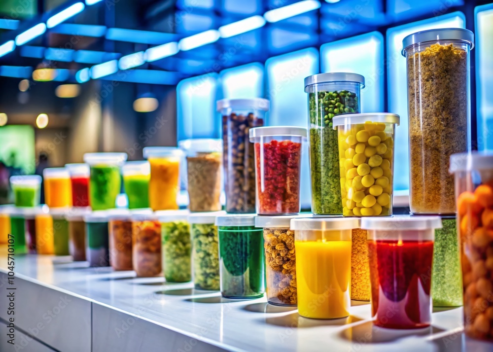 Food-Grade PET Packaging Samples Display for Eco-Friendly Products and Sustainability Food-Grade PET Packaging Samples Display for Eco-Friendly Products and Sustainability