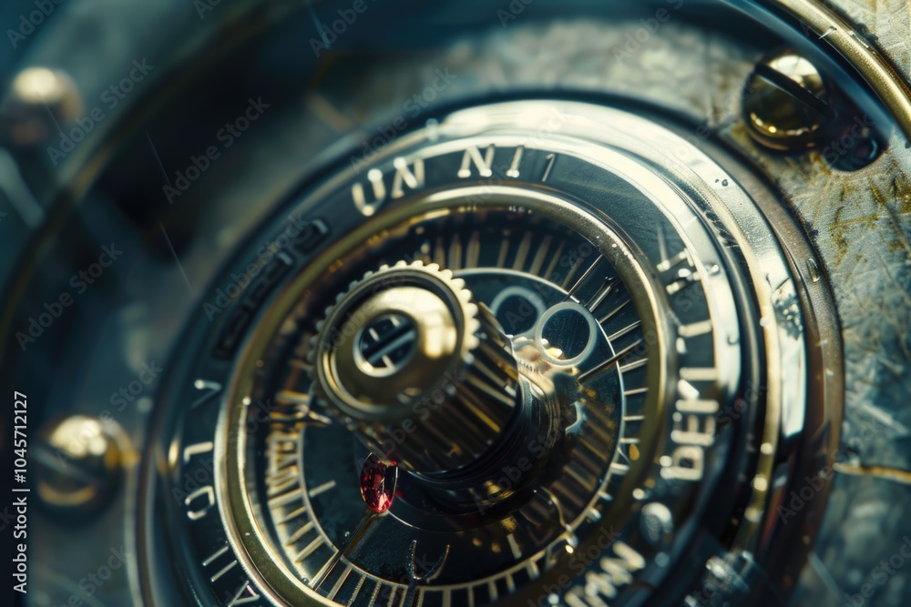 A close-up shot of a clock with a metal face, perfect for use in time-related designs or as a decorative element A close-up shot of a clock with a metal face, perfect for use in time-related designs or as a decorative element