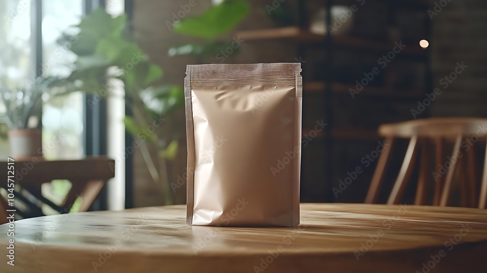 Brown Paper Packaging Mockup on Wooden Table Brown Paper Packaging Mockup on Wooden Table