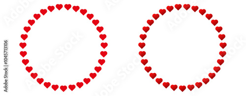 Love heart circle frame. Heart round border design vector