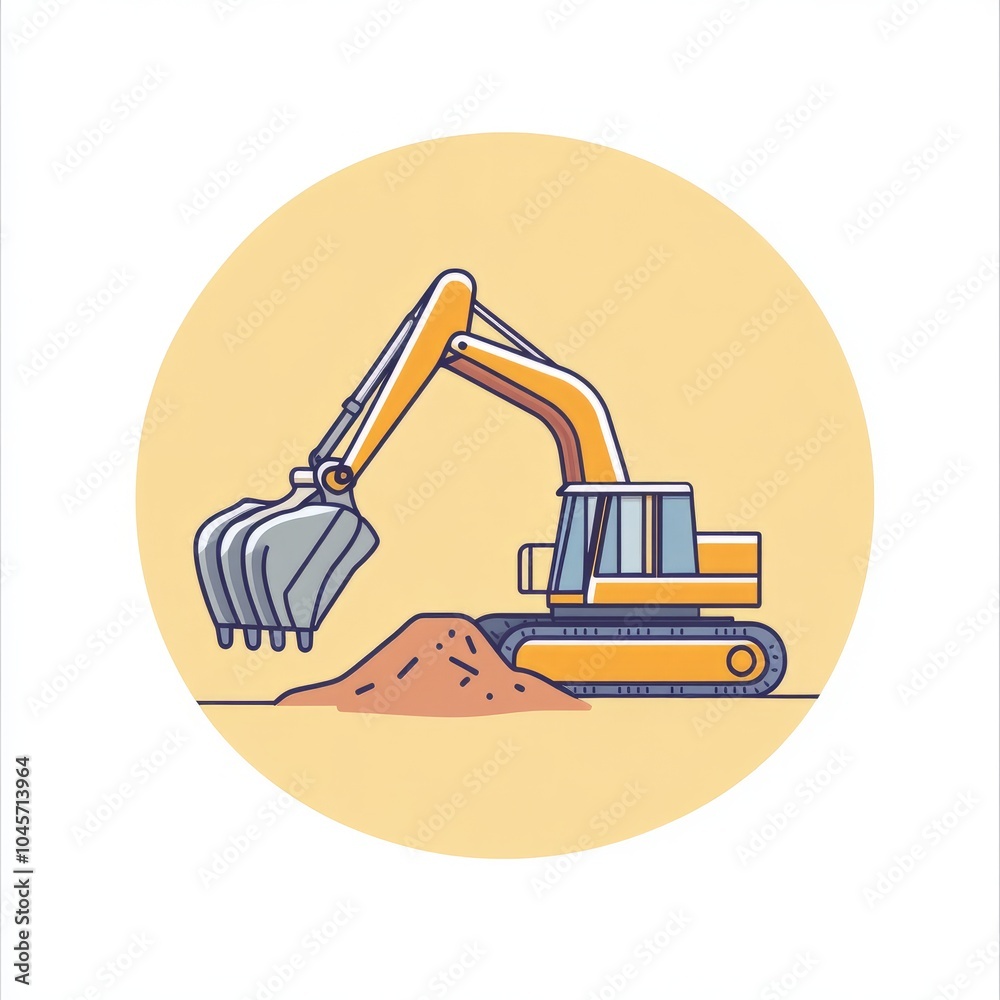 Fototapeta premium Yellow excavator digging in the dirt.