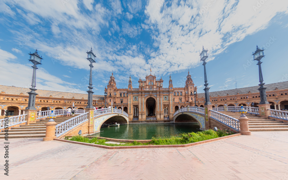 Obraz premium Plaza de España is an architectural complex located in María Luisa Park in the city of Seville (Andalusia, Spain).