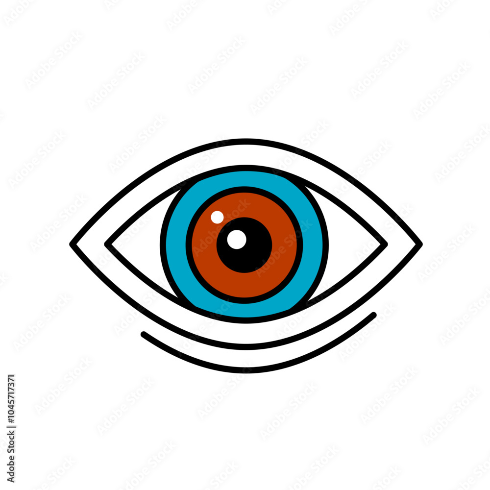 Eye logo in linear style for optometric clinic. Flat vector illustration on white background Eye logo in linear style for optometric clinic. Flat vector illustration on white background