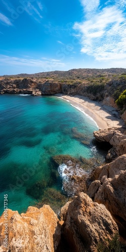 Stunning View of a Secluded Beach with Crystal Clear Water