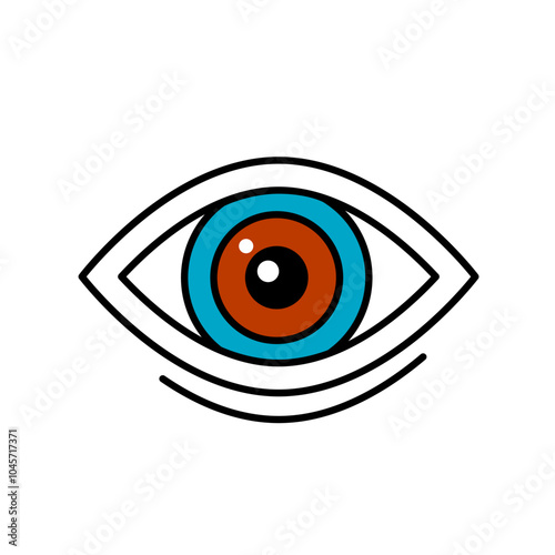 Eye logo in linear style for optometric clinic. Flat vector illustration on white background