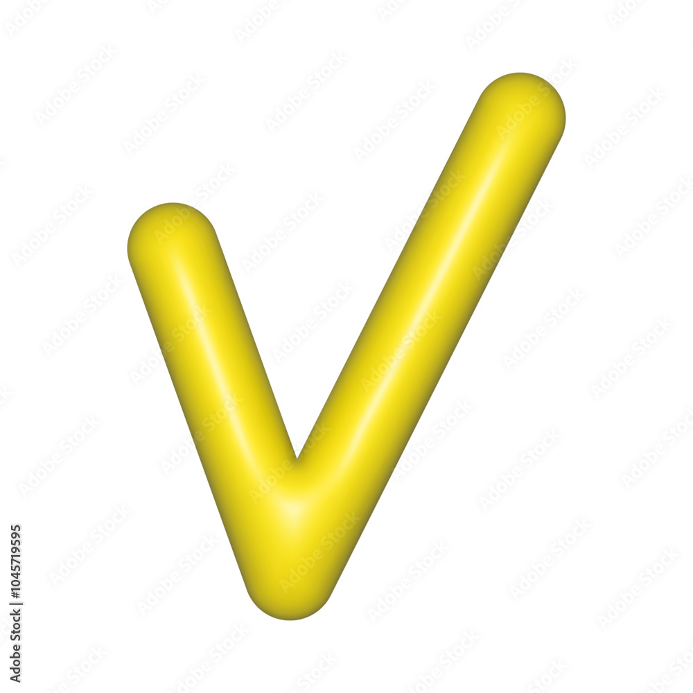 Yellow check mark realistic 3d plastic shiny icon vector illustration isolated. Tick icon Yellow check mark realistic 3d plastic shiny icon vector illustration isolated. Tick icon