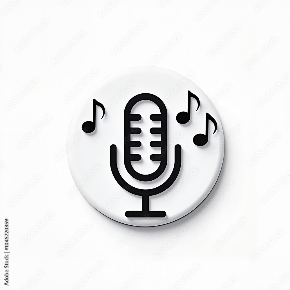 Minimalist Microphone Icon in Black and White for Audio Recording Minimalist Microphone Icon in Black and White for Audio Recording