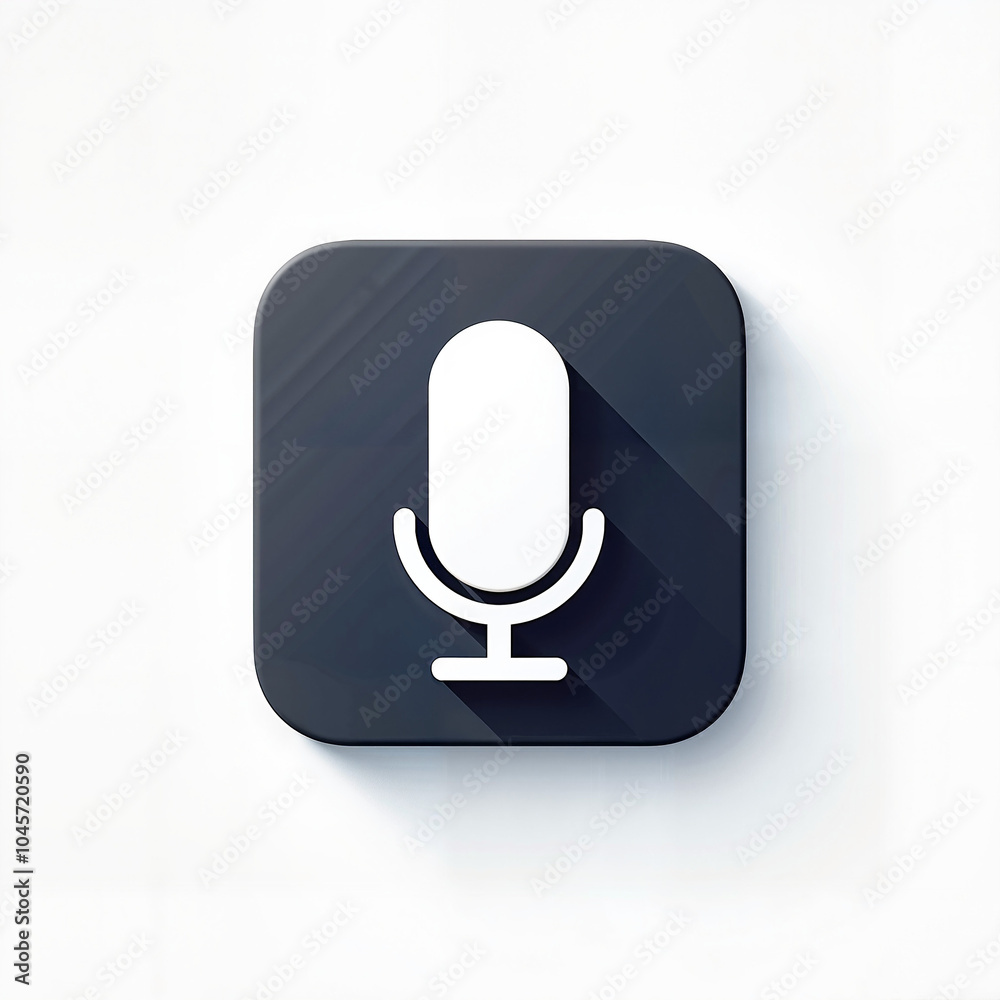 Microphone Icon in Minimalist Style in Gray and White for Voice Recording Apps Microphone Icon in Minimalist Style in Gray and White for Voice Recording Apps