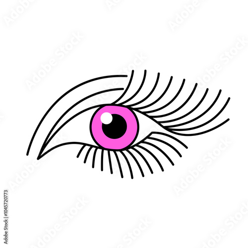 Eye logo in linear style for optometric clinic or beauty salon for eyelash extensions. flat vector illustration