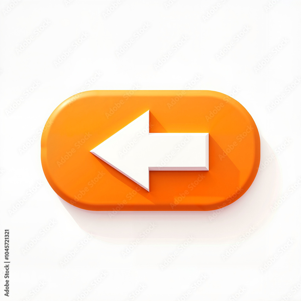 Left Arrow Icon in Orange and White 3D Design for Navigation and Direction Left Arrow Icon in Orange and White 3D Design for Navigation and Direction