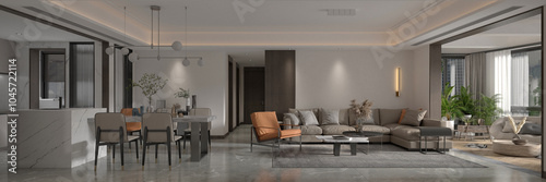 3d render luxury living room