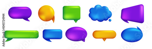 Colorful speech bubble for comments and review. The set of chatting, message and communications boxes. Think icon collection.