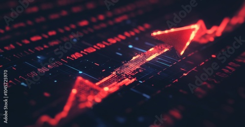 Wallpaper Mural Abstract red arrow rising on a dark background with digital code. Torontodigital.ca