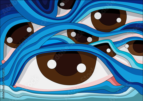 eyes in the sea are alive design creative and pattern background