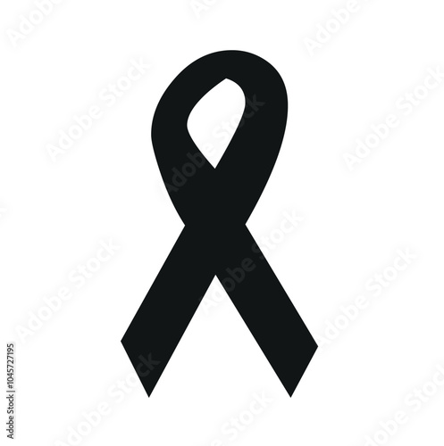 Breast cancer ribbon icon set. Cancer charity awareness ribbon vector icon in black filled and outline style. black ribbon