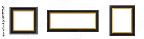 Wooden frameworks with golden stroke. Dark border for decoration and exhibition.
