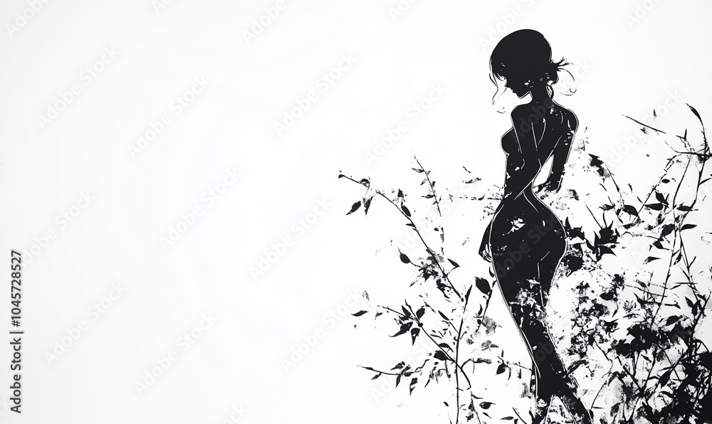 Female Body Outline Black and White Women's Illustrations for Modern Background Wallpaper Art and Home Decor design Female Body Outline Black and White Women's Illustrations for Modern Background Wallpaper Art and Home Decor design