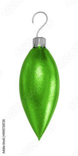 Green Christmas ball. Isolated on transparent background