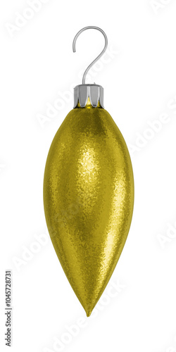 Yellow Christmas ball. Isolated on transparent background
