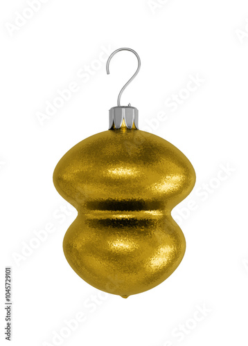 Yellow Christmas ball. Isolated on transparent background