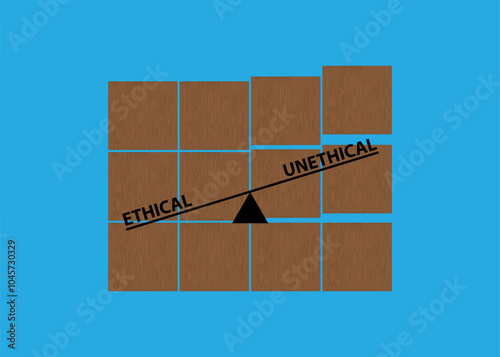 Ethical unethical concept. Comparison for moral behavior, established moral principles, societal standards and professional guidelines.