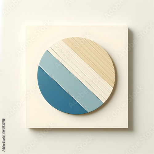 Abstract Diagonal Stripes in Blue and Beige photo
