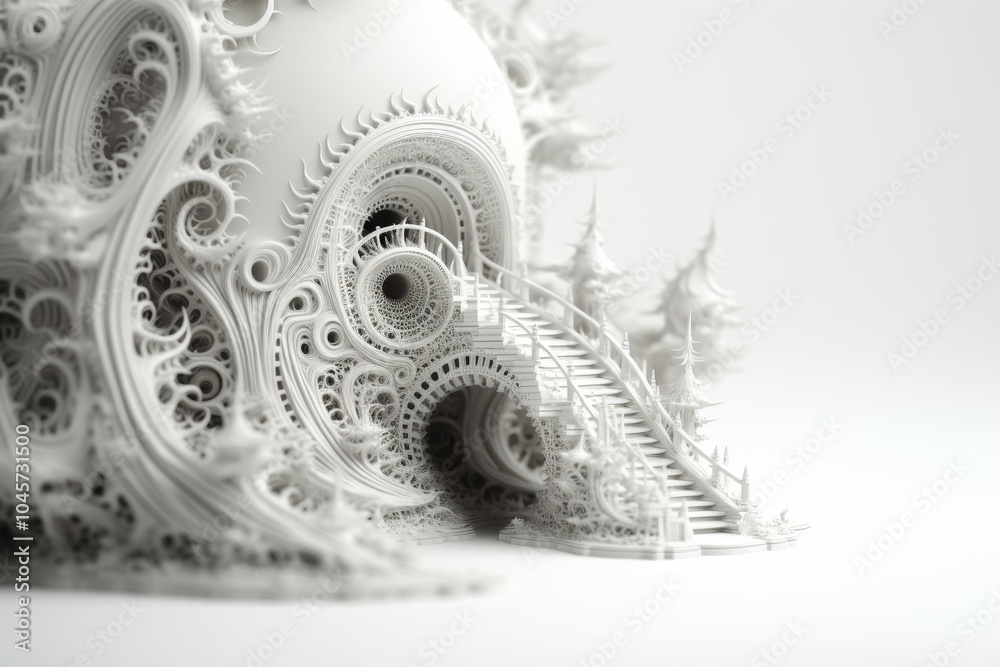 Intricate isolated fractal patterns on white background evoke a sense of infinity and wonder Intricate isolated fractal patterns on white background evoke a sense of infinity and wonder