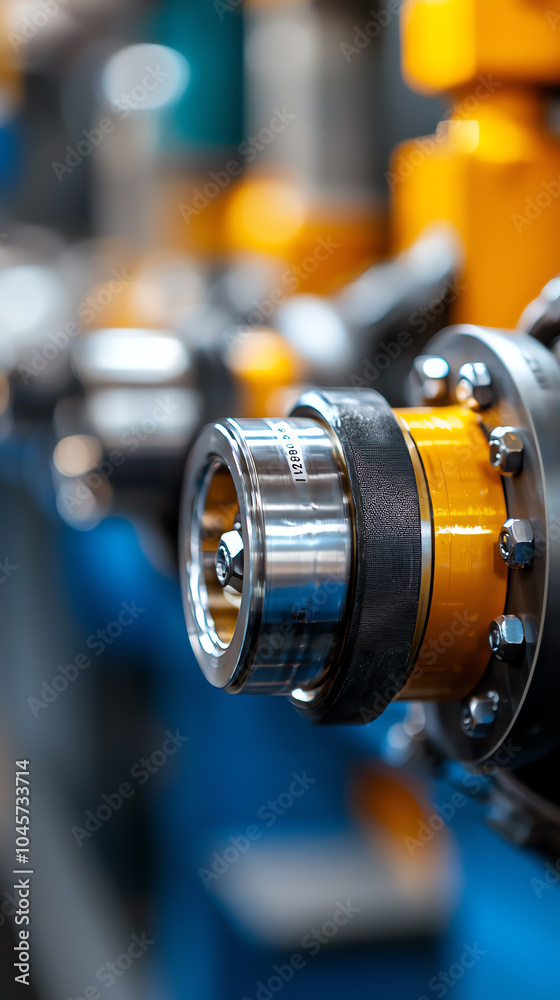 Obraz premium Precision engineering a close-up view of industrial components in modern machinery